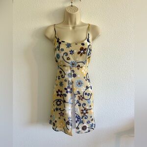 Vintage Stella USA Made M Chiffon Floral Empire‎ Waist Mini Dress 90s Y2K Retro